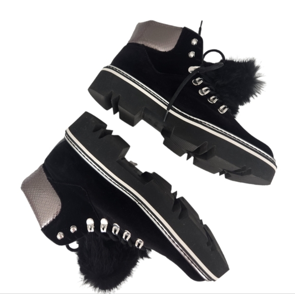 Pollini Velvet Lace Up Booties - Picture 3 of 11